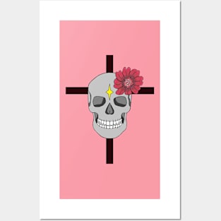 Stylized skull with cross Posters and Art